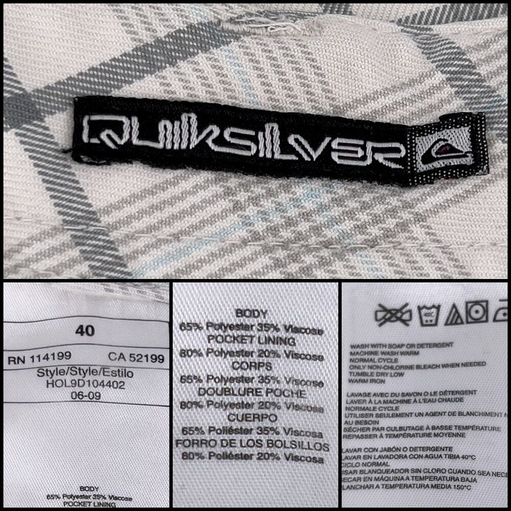 Quicksilver Estilo Plaid Shorts Chino Relaxed Grey Plaid Size 40 - Picture 10 of 15